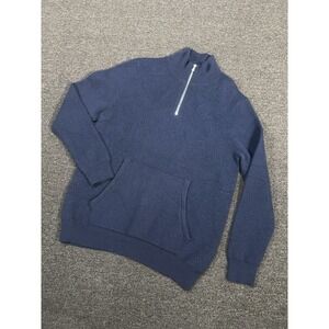 Collars & Co 1/4 Zip Sweater Men Large Blue 100% Merino Wool Preppy Napoli